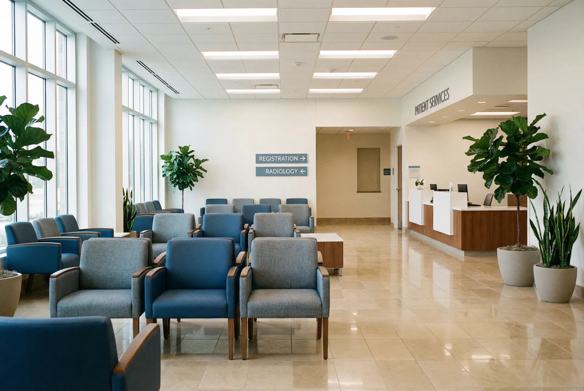 Hospital waiting room with refreshment options